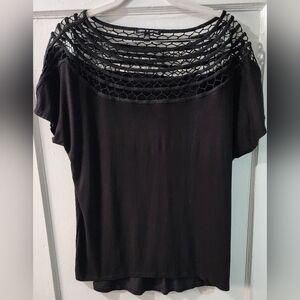 🌷Cable and Gauge Black blouse with design size: L